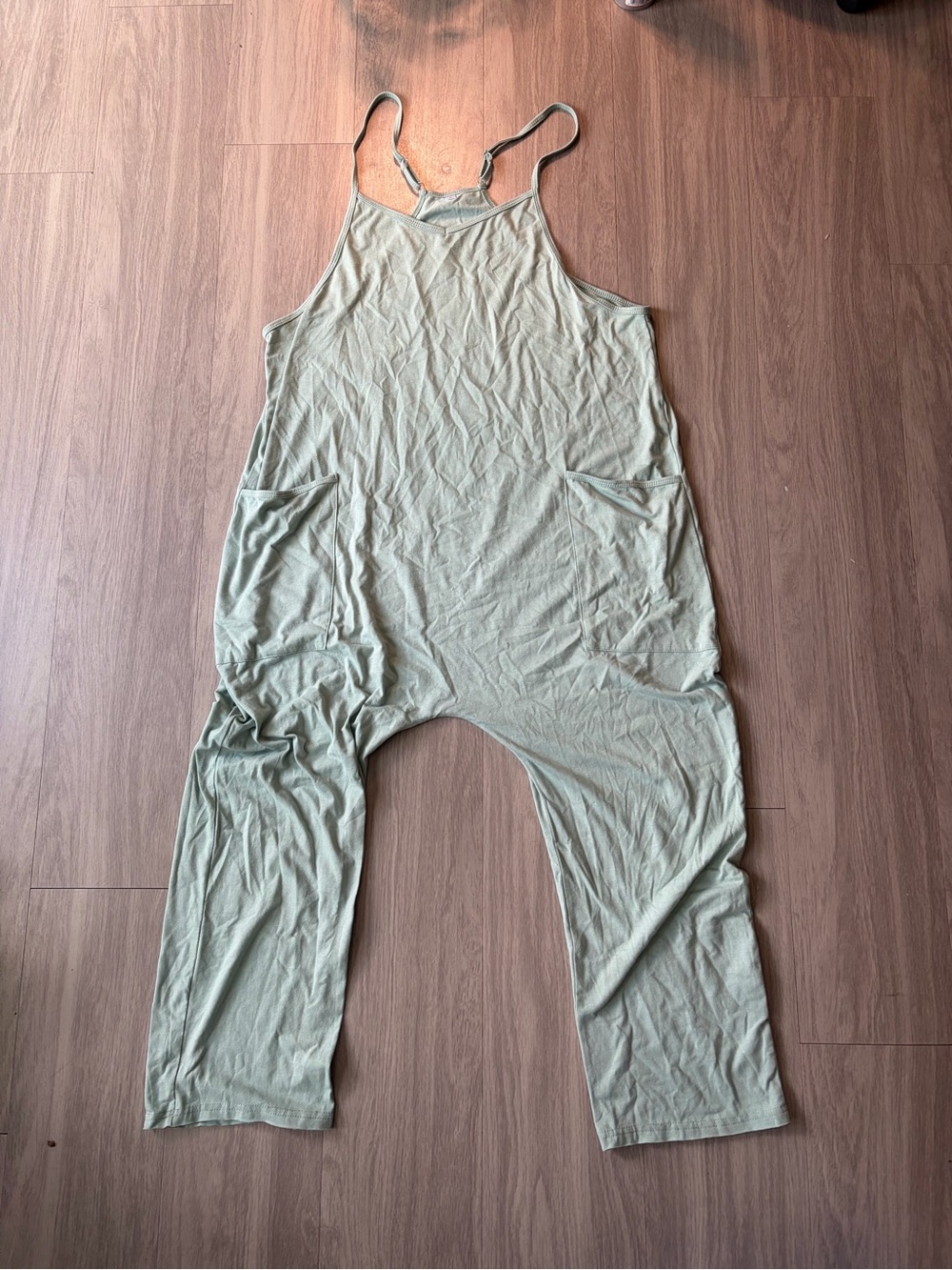 Amazon Sage Green Relaxed Cotton Jumpsuit with Pockets